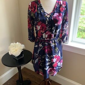 iZ BYER Navy Floral Dress